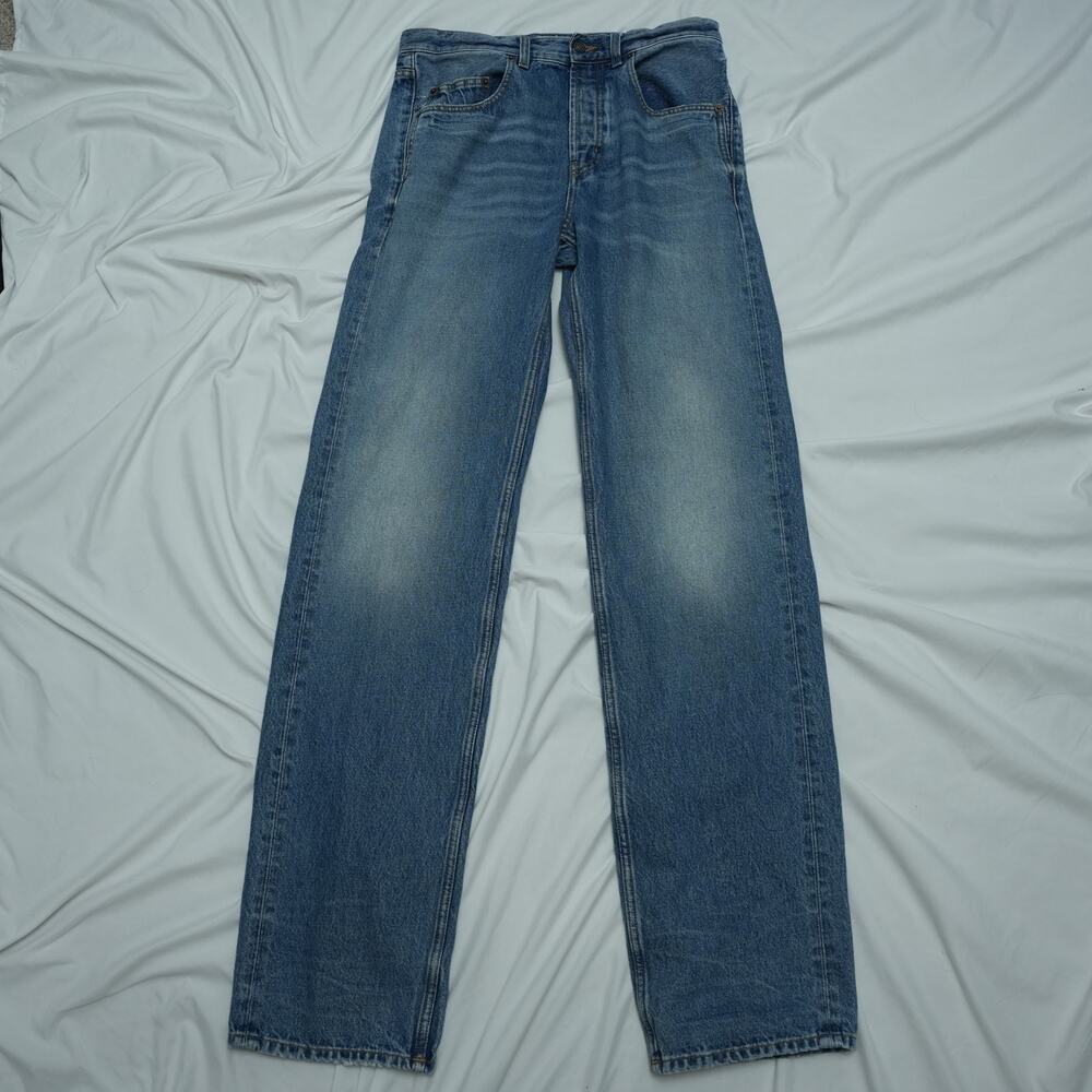 Saint Laurent Paris D59 Women's High Waist Straight Jeans 31x36 Light Wash